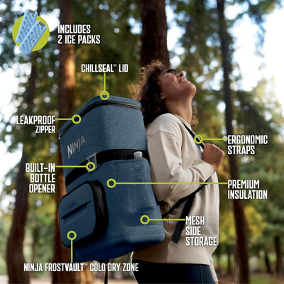 Outdoor FrostVault 36-Can Backpack Soft Cooler with Cold Dry Zone